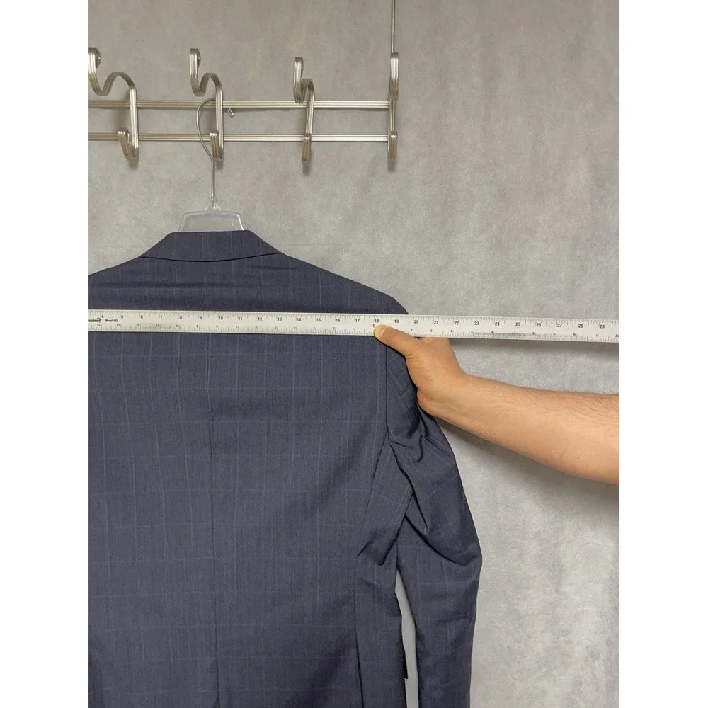 Jos A Bank Suit Men 40R 38R Blue Plaid Slim 2B Signature Gold Flannel Wool 32X28